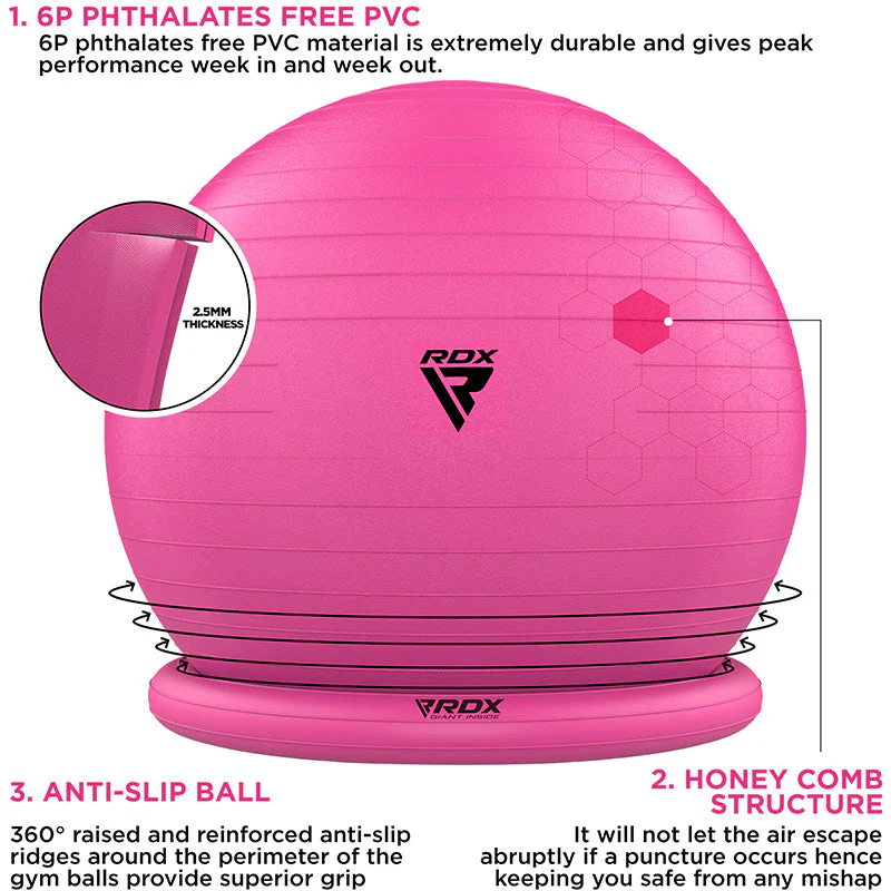 RDX B2 Ballon De Gymnastique Gonflable Avec Base Antidérapante, Tubes De Résistance Et Pompe à Air - Image 21